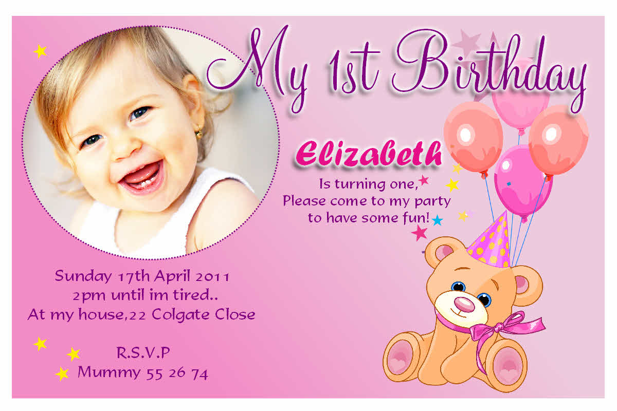 Doc    Birthday Invitations Cards â First Birthday Invitation Card